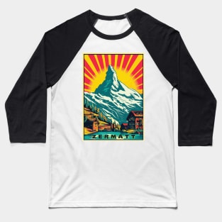 Zermatt,Matterhorn,Switzerland,Ski Poster Baseball T-Shirt